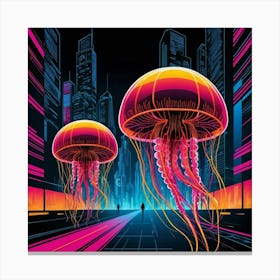 Jellyfish In The City Canvas Print