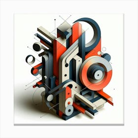 Abstract Sculpture With Geometric Shapes (3) Canvas Print