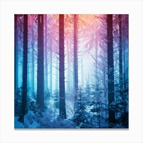 Firefly Dreamy Winter Forest With Ethereal Colorful Mist 45321 (3) Canvas Print