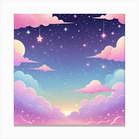 Sky With Twinkling Stars In Pastel Colors Square Composition 191 Canvas Print