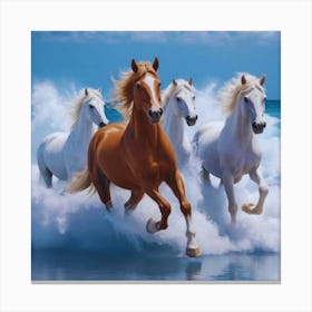 Horses On The Beach Canvas Print