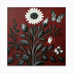 Black And White Flowers Canvas Print