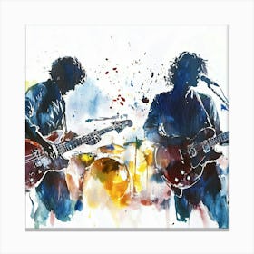 Two Musicians Playing Guitars Canvas Print