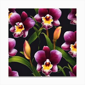 Yellow and Burgundy Orchids Canvas Print