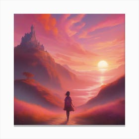 Girl Walking Down A Path Canvas Print
