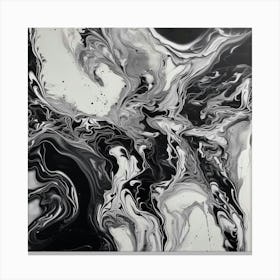 Black And White Marble Painting Canvas Print