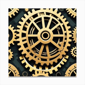 Gold Gears On Black Background 2 Canvas Print