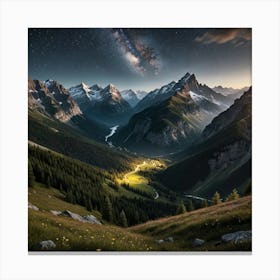 Discover the Beauty of Mountain Night Scenes Canvas Print