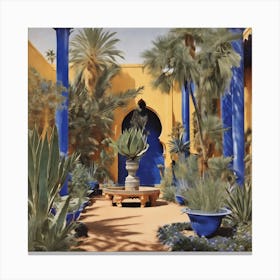 Jardin Majorelle, Morocco Vintage Botanical Canvas Xl  Canvas Print