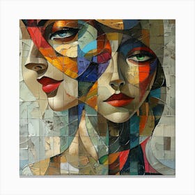 Two Women'S Faces 2 Canvas Print