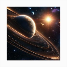 Saturn In Space Canvas Print