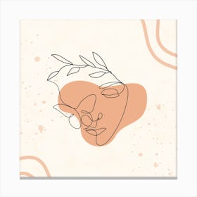 Line Drawing Of A Woman'S Face Canvas Print