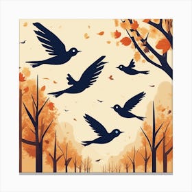 Autumn Birds In Flight 1 Canvas Print