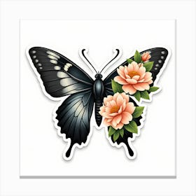 Butterfly And Roses Canvas Print