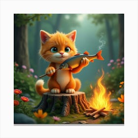 Flux Dev A Vibrant Orange Tabby Cat With Bright Green Eyes And 2 Canvas Print