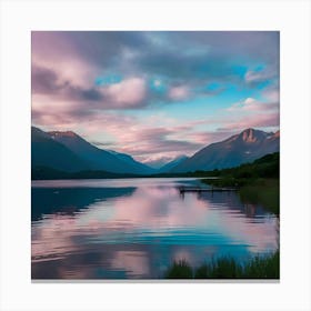 Sunset Over A Lake Canvas Print