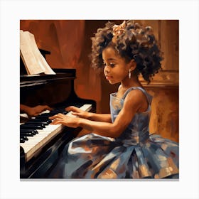 Little Girl Playing Piano Canvas Print