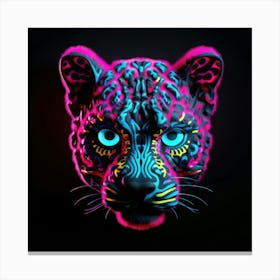 Neon Leopard Head 3 Stampe su tela