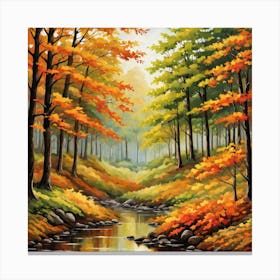 Forest In Autumn In Minimalist Style Square Composition 153 Canvas Print