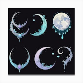 Moon And Stars 4 Canvas Print