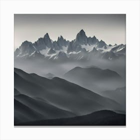 Mountain Range In The Fog 1 Canvas Print