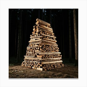 An Intricately Detailed Digital Render Of Stacked Firewood Logs Neatly Arranged To Form A Towering Canvas Print