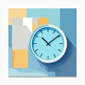 Flat Vector Illustration Of A Wall Clock (2) Canvas Print