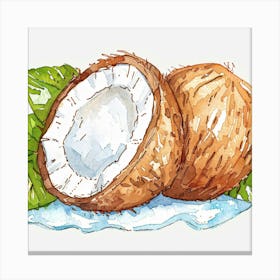 Coconuts And Leaves Canvas Print