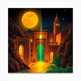 Egyptian Castle At Night Canvas Print