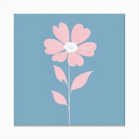 A White And Pink Flower In Minimalist Style Square Composition 439 Canvas Print