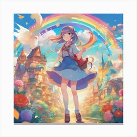 Anime Girl With A Rainbow Canvas Print