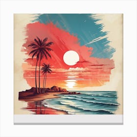 Sunset At The Beach,wall art, Canvas Print