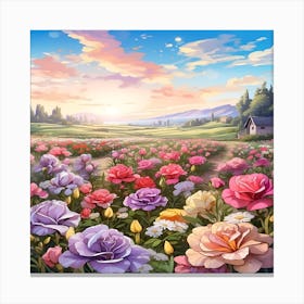 Field Of Roses Canvas Print