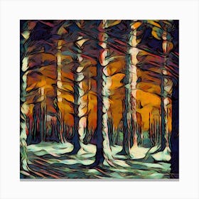 Twilight In The Forest Woods Trees Night Shadows Canvas Print