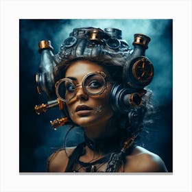 Steampunk Woman With Glasses 1 Canvas Print