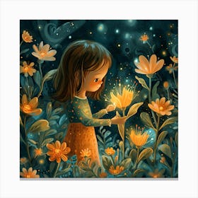 Little Girl In The Garden Canvas Print