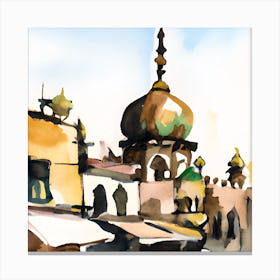 Watercolor Of A Mosque 5 Canvas Print