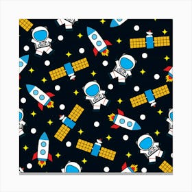 Seamless Pattern With Astronauts Canvas Print