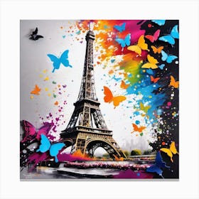 Eiffel Tower With Butterflies 3 Canvas Print