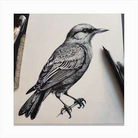 Bird On A paper Canvas Print