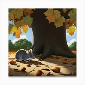 Mouse Under The Tree Canvas Print