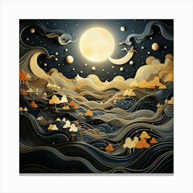 Night Sky With Moon Canvas Print