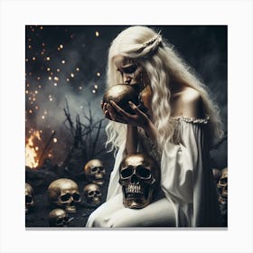 Dark Fantasy Woman With Skulls Canvas Print