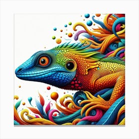 Rainbow Lizard 1/4 (scales gecko colourful cute pet dragon tropical exotic) Canvas Print