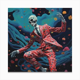 Skeleton In Red Suit Canvas Print