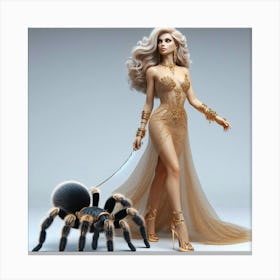 Golden Woman With A Spider Canvas Print