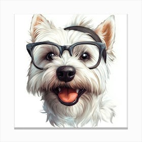 Portrait Of A Dog Wearing Glasses 4 Canvas Print