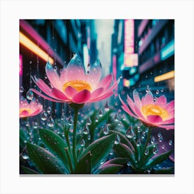 Lotus Flower In The Rain Canvas Print