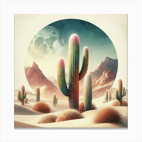 Desert Landscape With Cactus Canvas Print