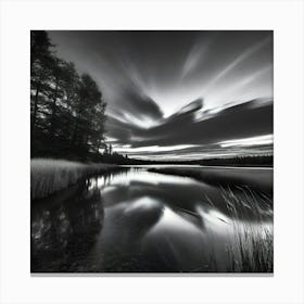 Black And White Lake Canvas Print